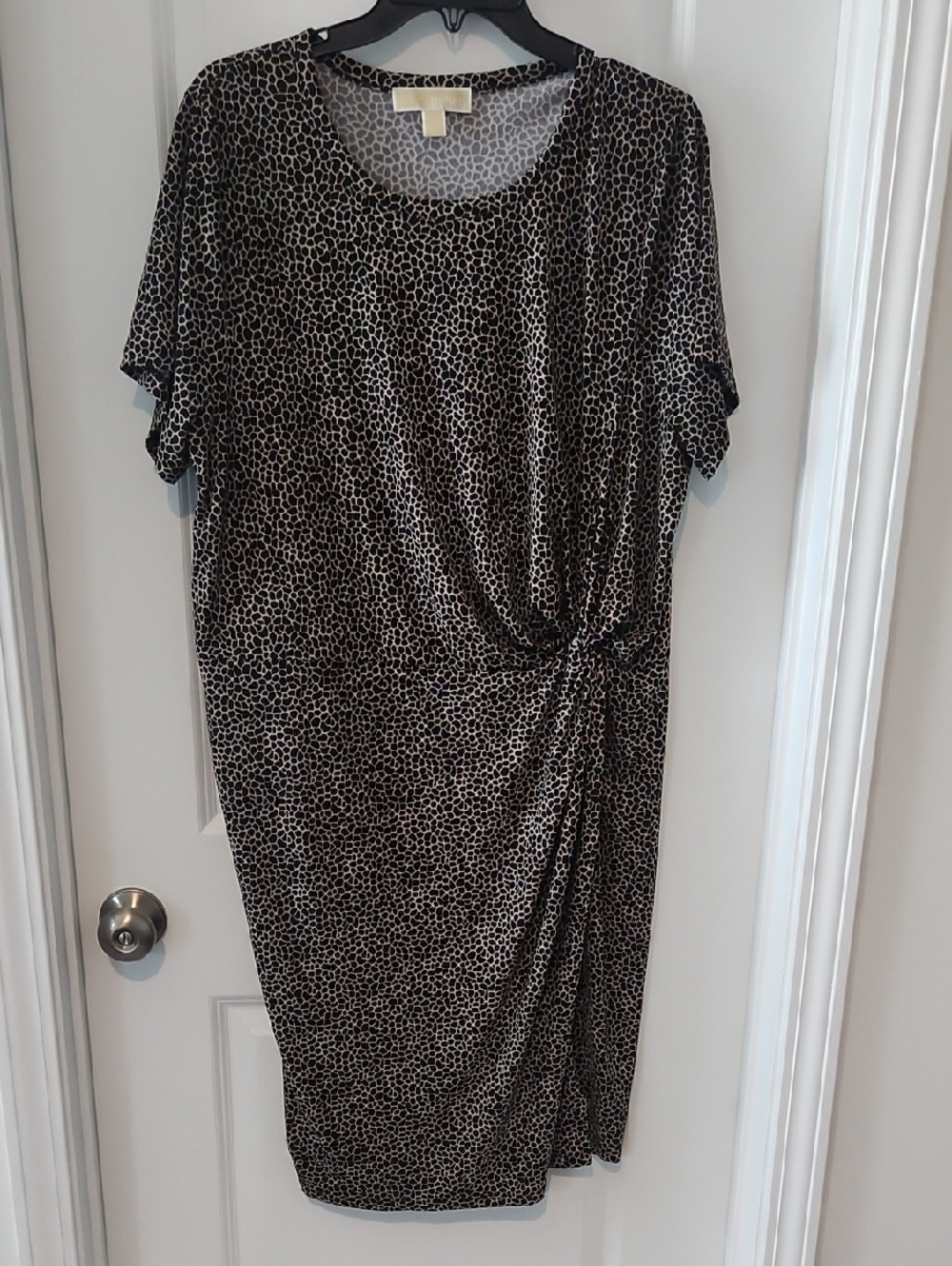 Michael Kors Leopard-Print Knot Midi Dress - Black & Cream